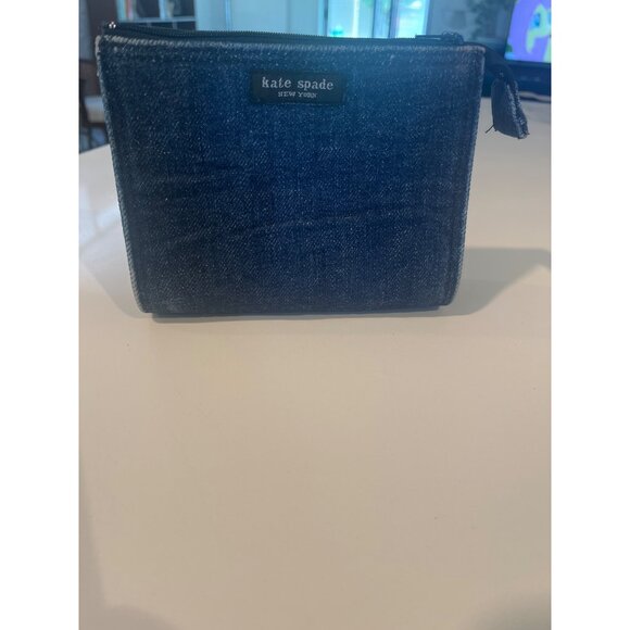 Kate Spade New York Denim Wristlet Pouch With Zipper Closure - Picture 1 of 8